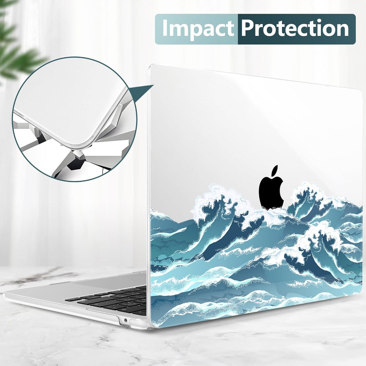 TWOLSKOO Compatible with M4 MacBook Air 15 inch Case 2025-2023 Released Model M4 A3241 M3 A3114 M2 A2941, Plastic Hard Shell & Screen Protector & Keyboard Cover & Trackpad Film, Ocean