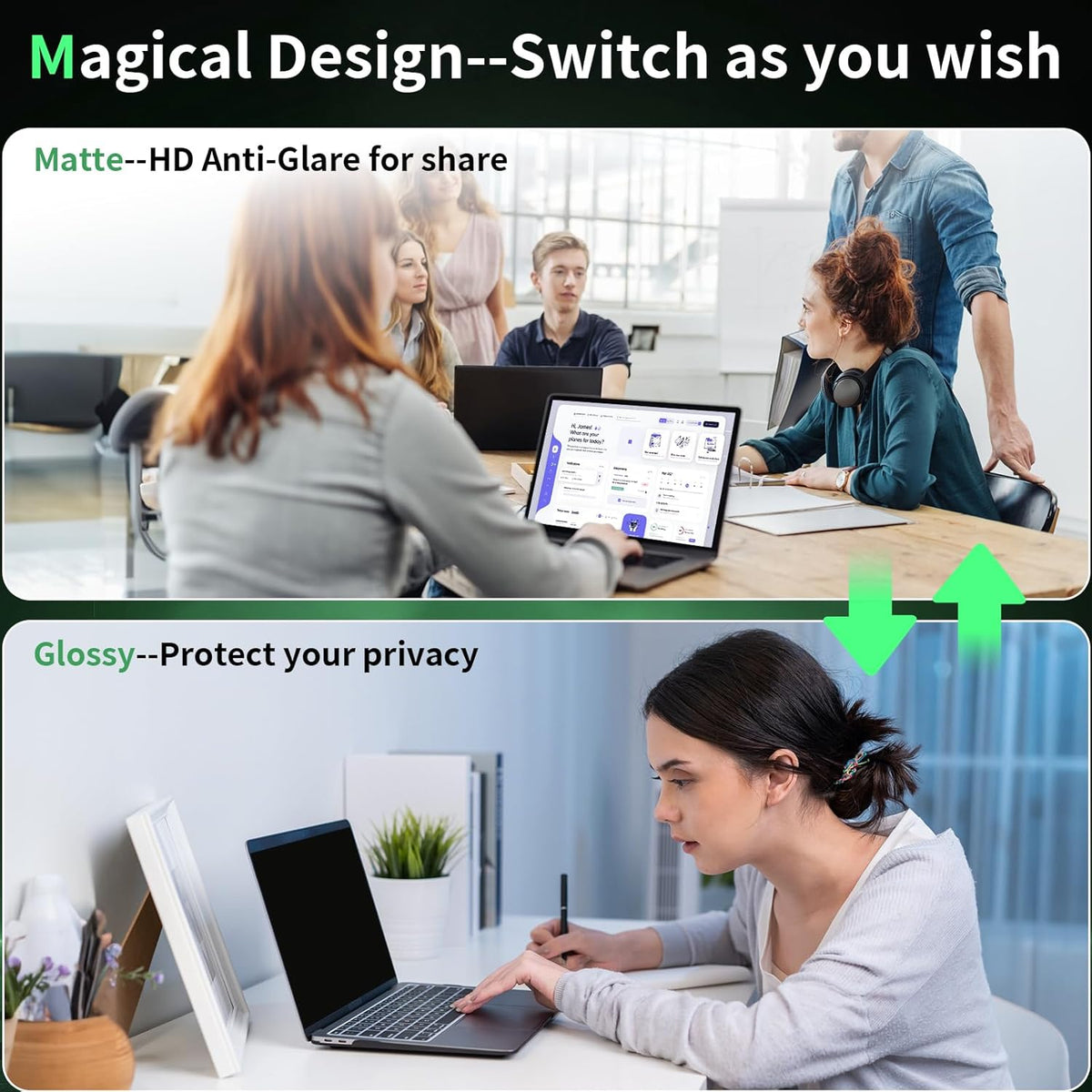 Laptop Privacy Screen 14 Inch, Laptop Screen Privacy Shield 16:9 Aspect Ratio Anti-Glare Blue Light Computer Monitor Protector,Removable 14in Filter for Lenovo HP Dell Acer Asus Thinkpad Envy Xps