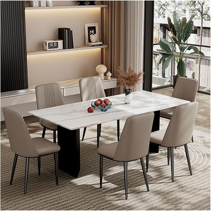 Adjustable Office Computer Chair with Armrest 1pcs Leather Upholstered Dining Chair with Metal Chair Legs Home Furniture(Light Gray)