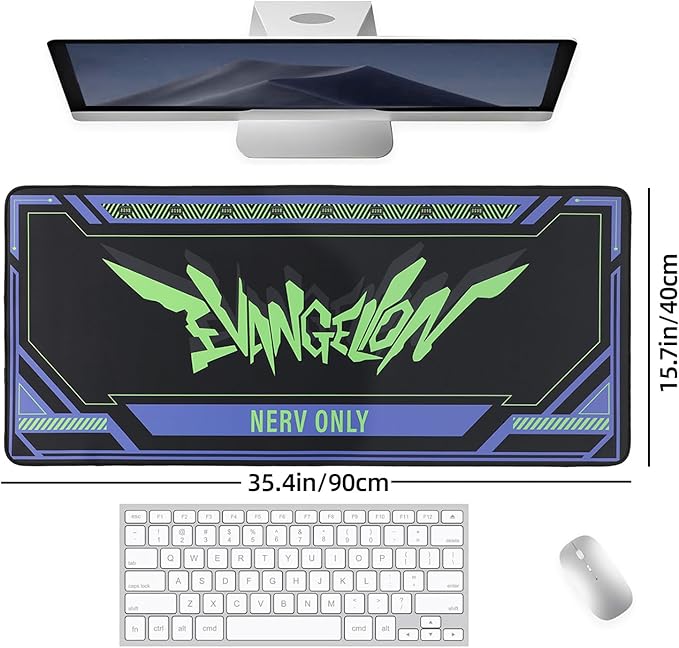 Mouse pad - Inspired by NERV & Evangelion Sci-Fi Aesthetic Large 35.4x15.7 Anime-Themed Gaming Desk Mat