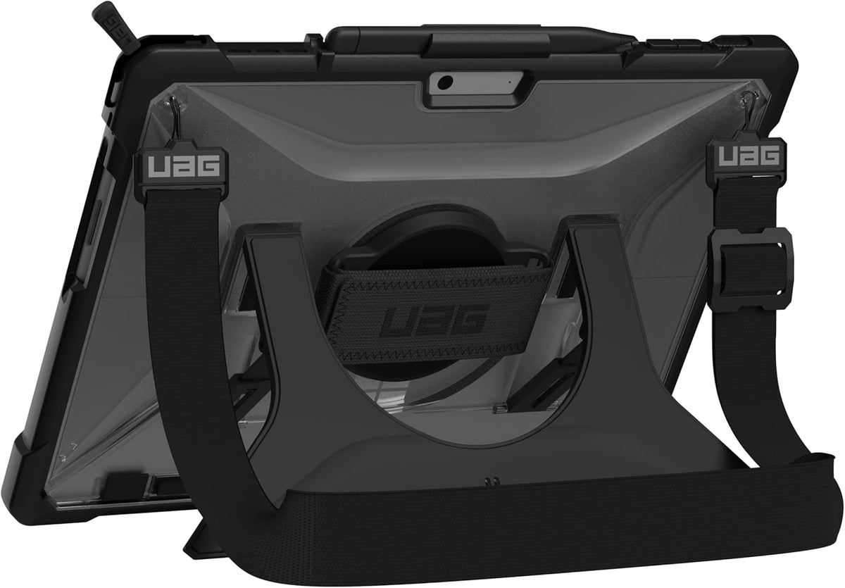 URBAN ARMOR GEAR UAG Designed for Microsoft Surface Pro 11/10/9 Case with Built-in Kickstand Hand & Shoulder Strap Pen Holder Compatible with Type Cover Keyboard Rugged Protective Cover, Plasma Ice
