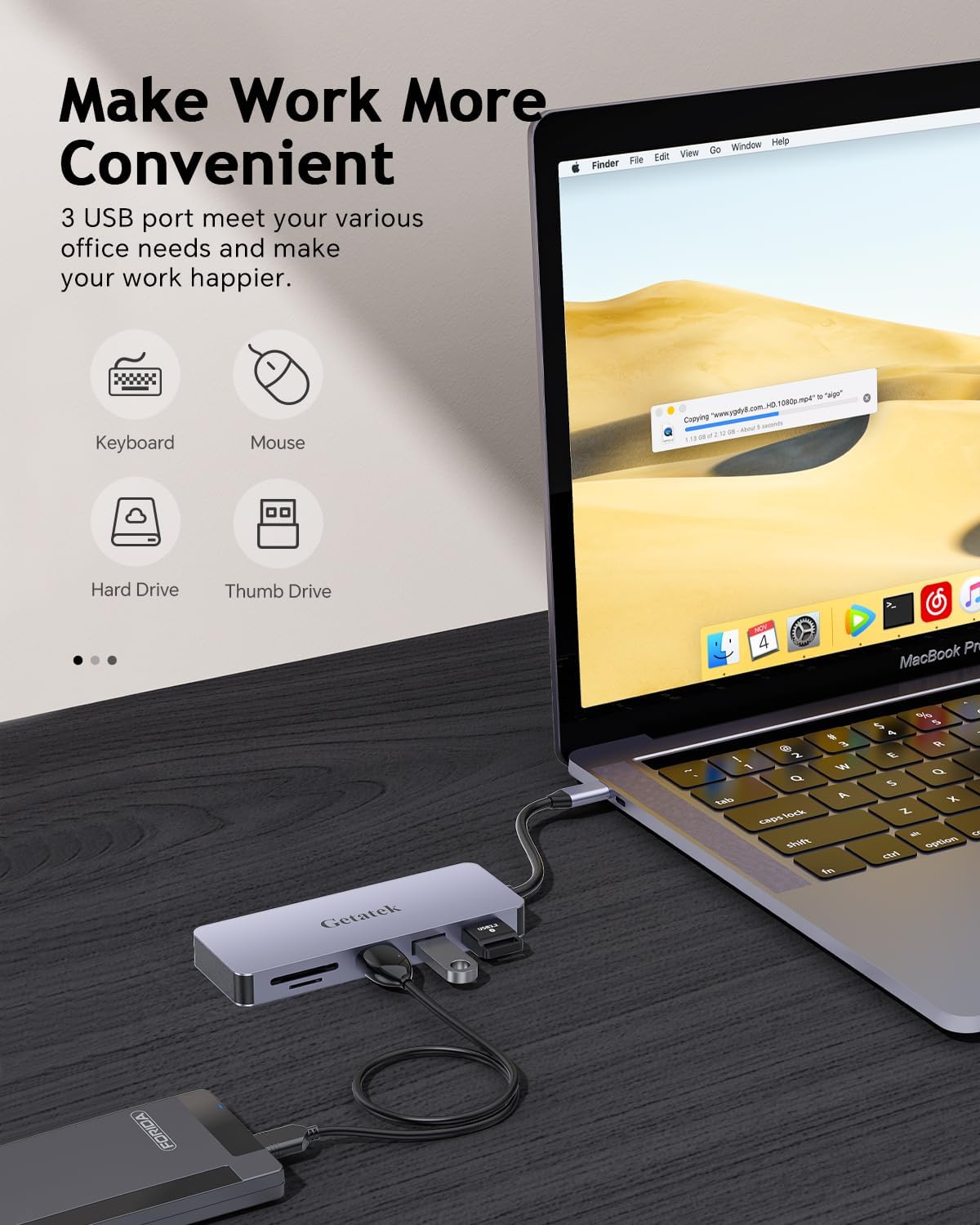 USB C Hub, 7 Ports USB C Multiport Adapter with 4K HDMI, 100W PD Charging, USB 3.0 5Gbps Data Port and 2 USB 2.0,TF/SD Card Reader, for MacBook Air, MacBook Pro, iPhone 15, iPhone 15 Pro Max