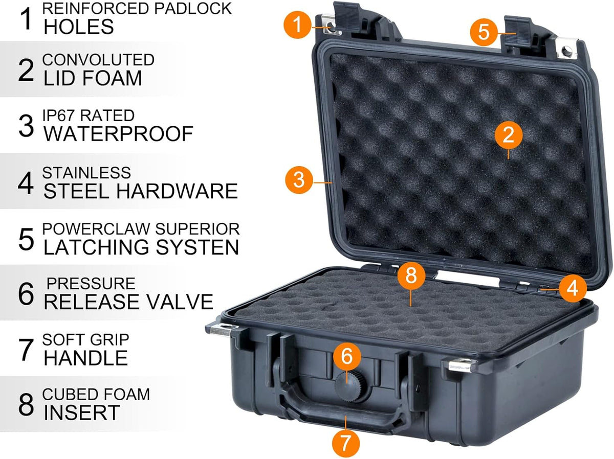 MEIJIA Portable All Weather IP67 Waterproof Protective Case,Hard Camera Case,Dry Case with Customizable Foam,Fit Use Of Drones,Camera,Equipments,10.62 x9.68x4.87inches