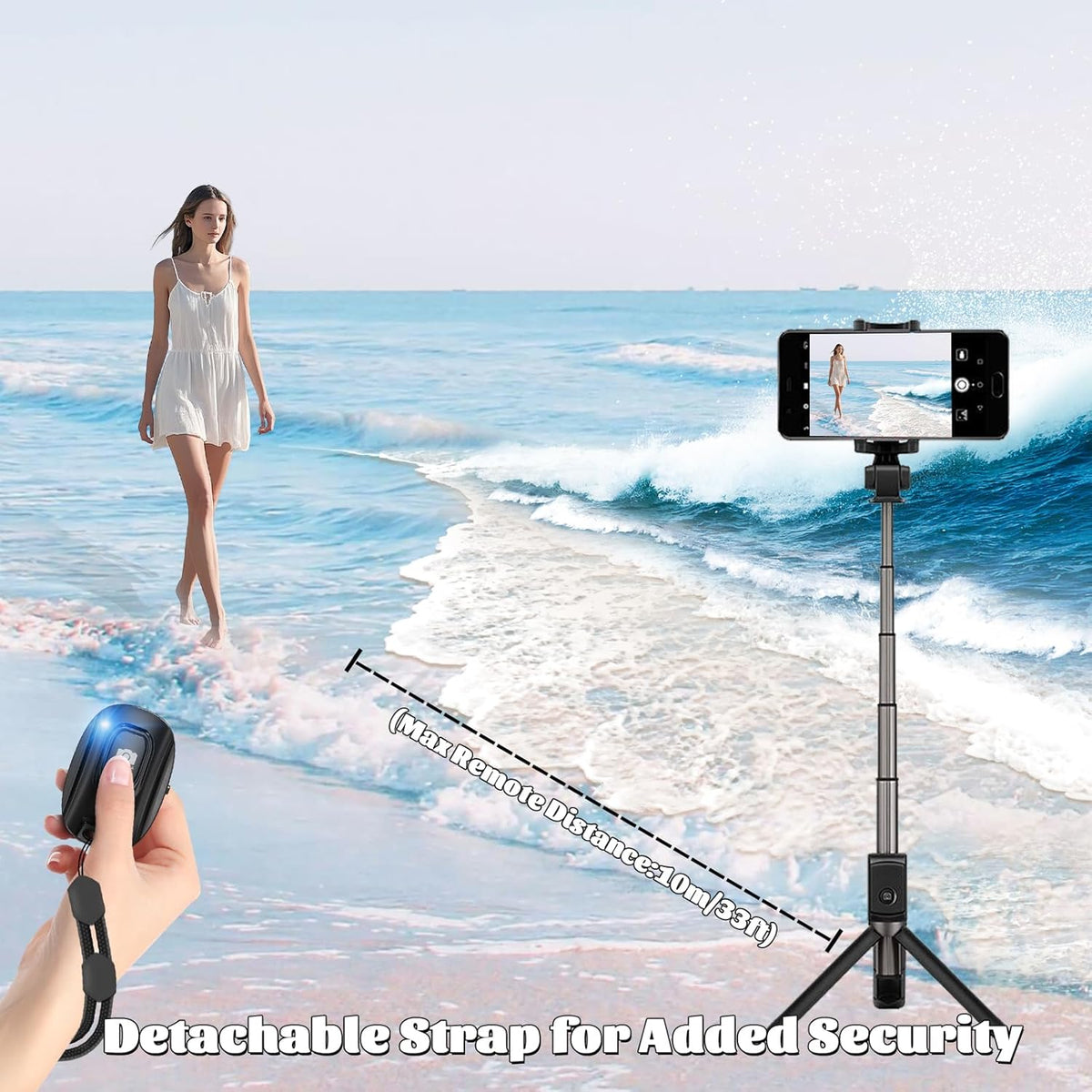 MAIRAN 2 Pack Rechargeable Wireless Camera Remote Shutter for iPhone and Android Smartphones, Bluetooth Phone Remote Control,Selfie Button for Photos and Videos Charging Cable and Wrist Strap Included