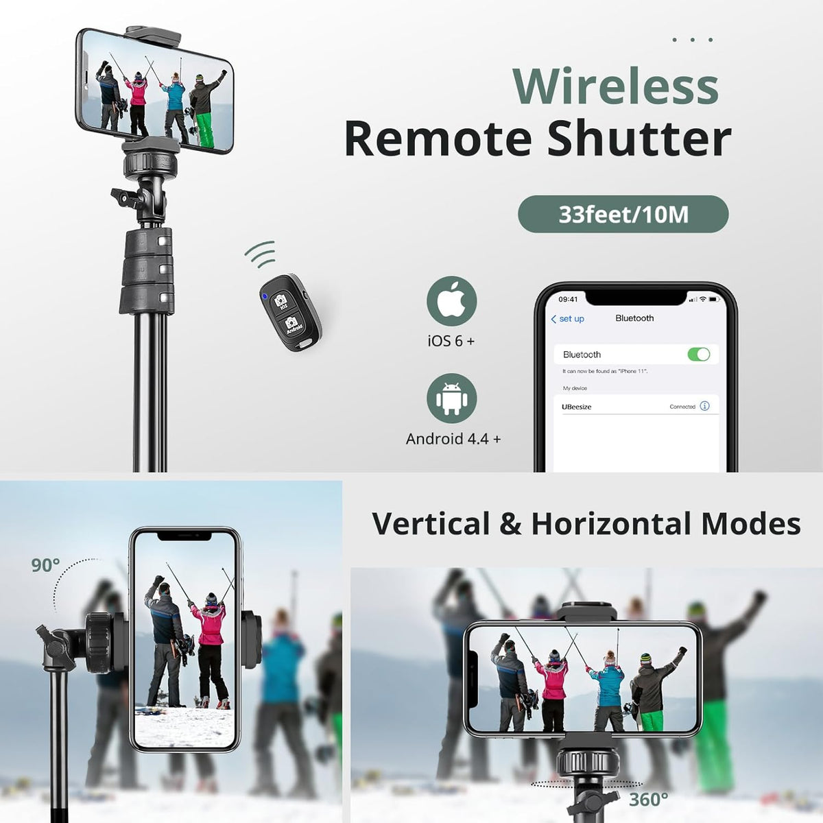 SENSYNE 72" Phone Tripod, Extendable Cell Phone Tripod Stand, Selfie Stick with Wireless Remote and Phone Holder, Compatible with iPhone Android Phone, Camera
