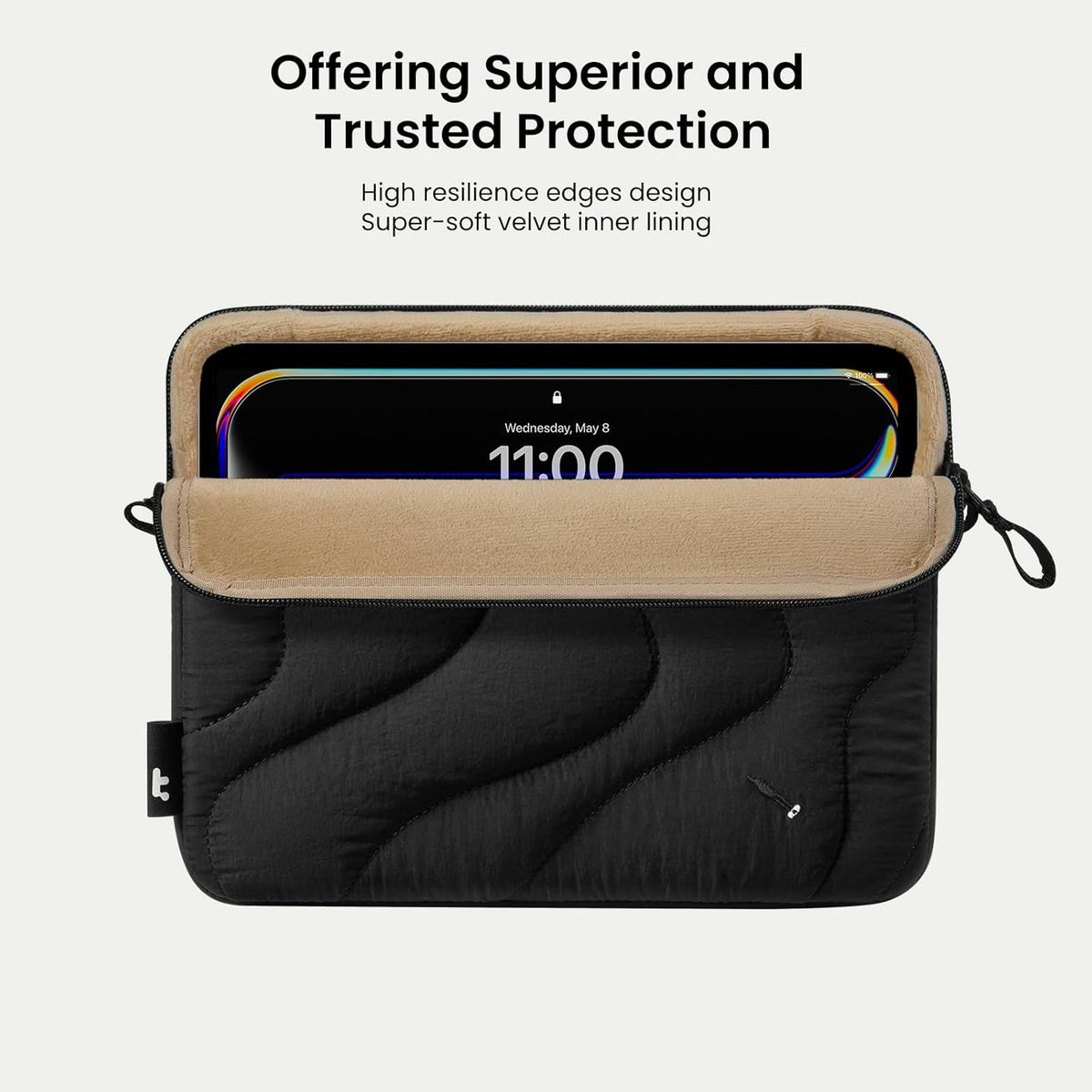 tomtoc 360 Protective Puffy Tablet Sleeve for iPad Pro 11-inch (M4/(4th/3rd/2nd/1st Gen), iPad Air 11-inch (M3) 2025/(M2) 2024 with Magic Keyboard/Smart Keyboard, Quilted Soft Puffer iPad Case