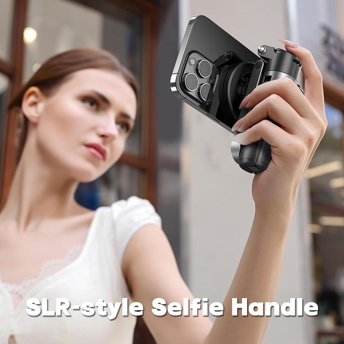 Magnetic Tripod for Phone with Remote Control, Extendable Selfie Stick Handle Grip Pocket Size, 4-in-1 Mini Phone Grip, 10m Wireless Shutter for iPhone Android Phones (Black)