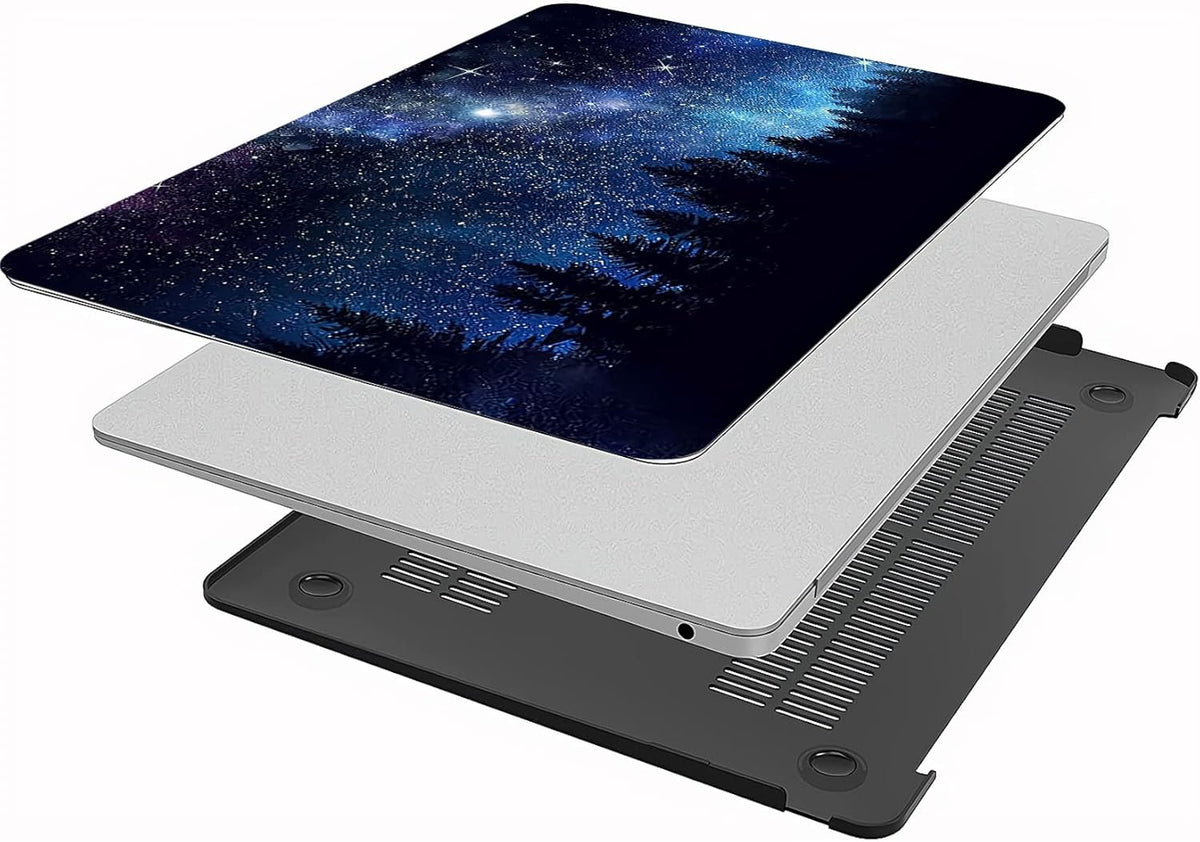 Compatible with MacBook Air 13 Inch Case 2017 2016 2015 2014 2013 2012 2011 2010 Release A1466/A1369, Plastic Hard Shell Case & Keyboard Cover & Screen Protector - Forest Night Sky