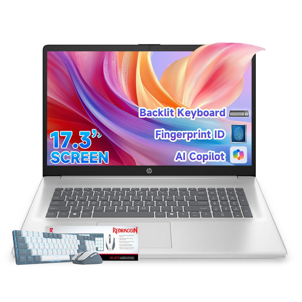 HP 17.3 Business Laptop, 13th Gen Intel 10-Core i5-1334U(Beats i7-1255U), 32GB RAM, 1TB SSD, Backlit Keyboard, Fingerprint Reade