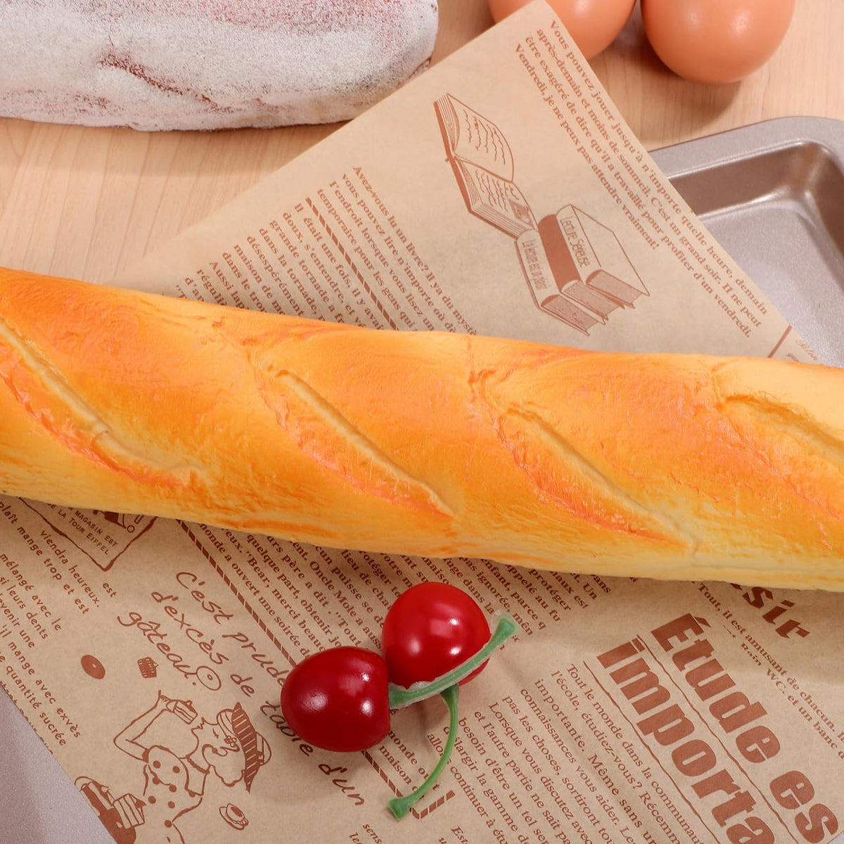 13.77 Inch Sosoport Pu Simulation Bread Model Fake Baguette Photo Prop Kitchen Decoration Bakery Display Teaching Tool