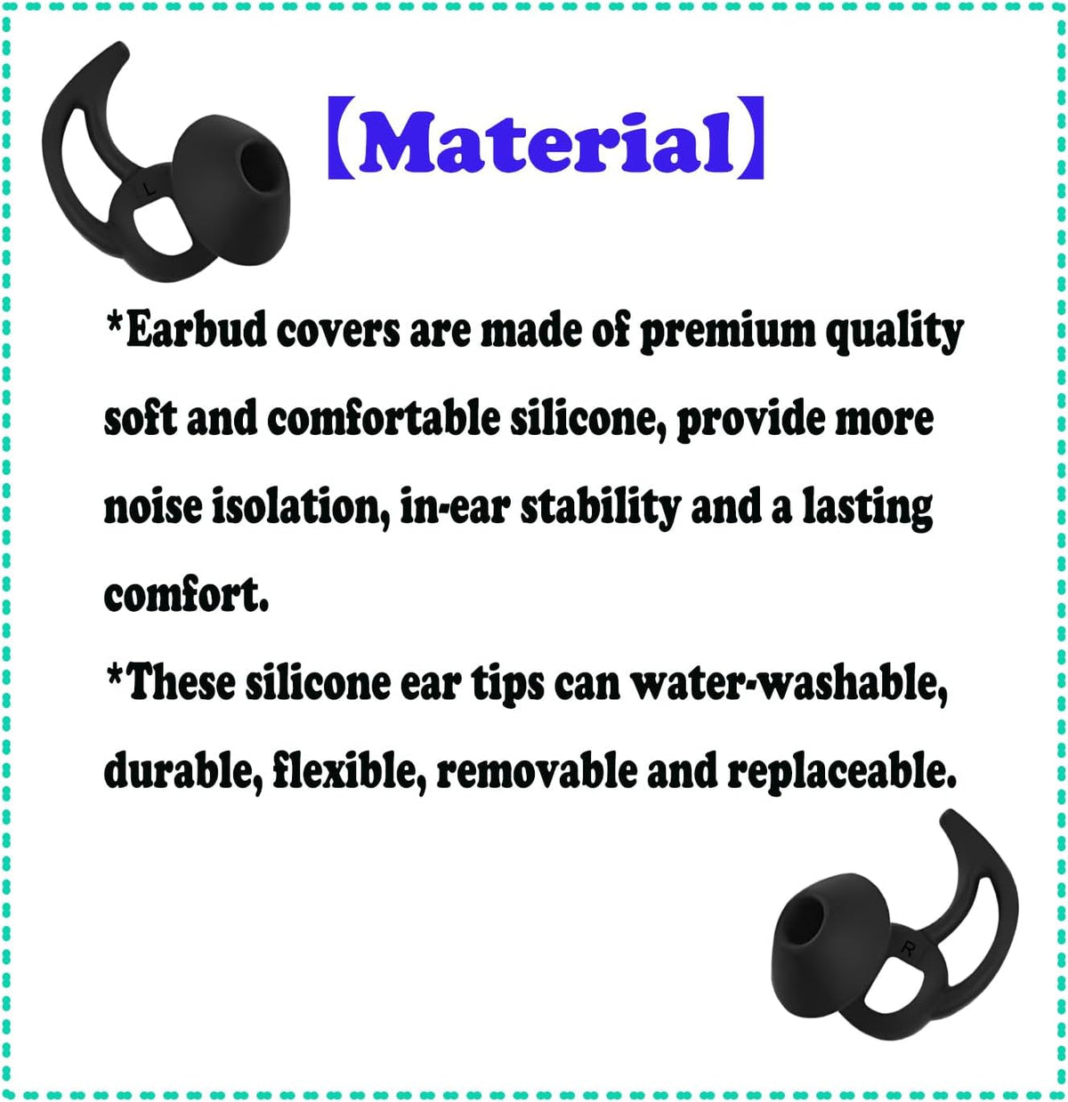Silicone Earbud Tips 3 Pairs, Medium Replacement Eartips, Soft Earbud Tips Compatible with Bose QuietComfort Earbuds and Sport Earbuds,Black