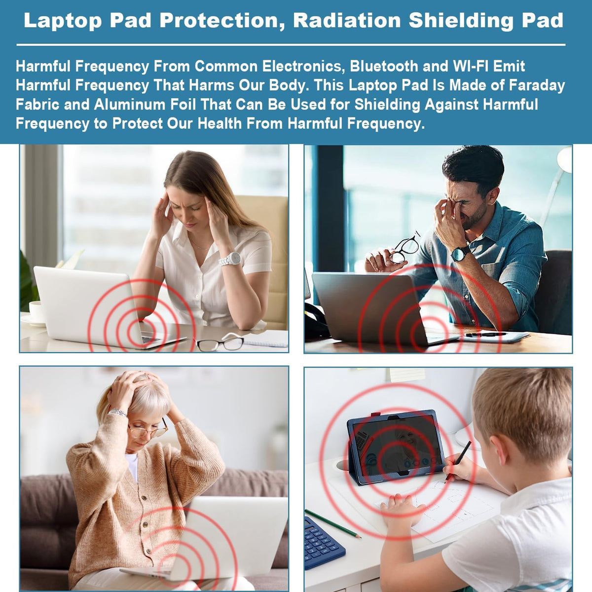 Laptop Pad Protection, Heat Shielding Laptop Pad EMI Blocker Lap Desk, Protector Portable Heat Blocker for Laptop, Tablets and Phones (12"-7.8")