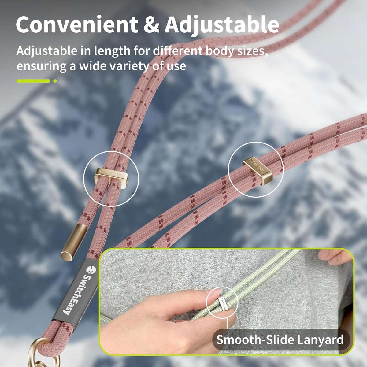 SWITCHEASY 6mm Adjustable Crossbody Phone Strap Compatible with Most Phones, Anti-Theft & Ant-Drop, Hands Free for Phone Lanyard Crossbody with Strap Card Phone Tether Tab-EasyStrap (Ice Cream White)