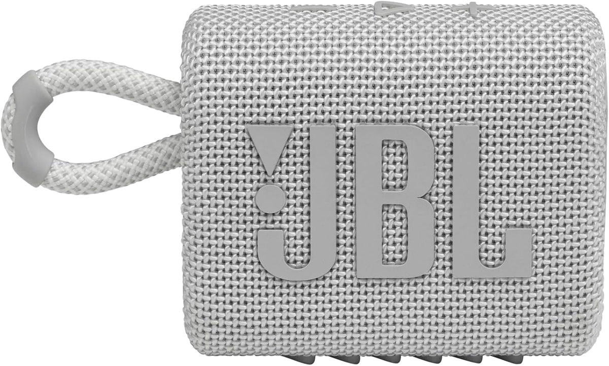 JBL Go 3 - Portable Mini Bluetooth Speaker, big audio and punchy bass, IP67 waterproof and dustproof, 5 hours of playtime, speaker for home, outdoor and travel (White)