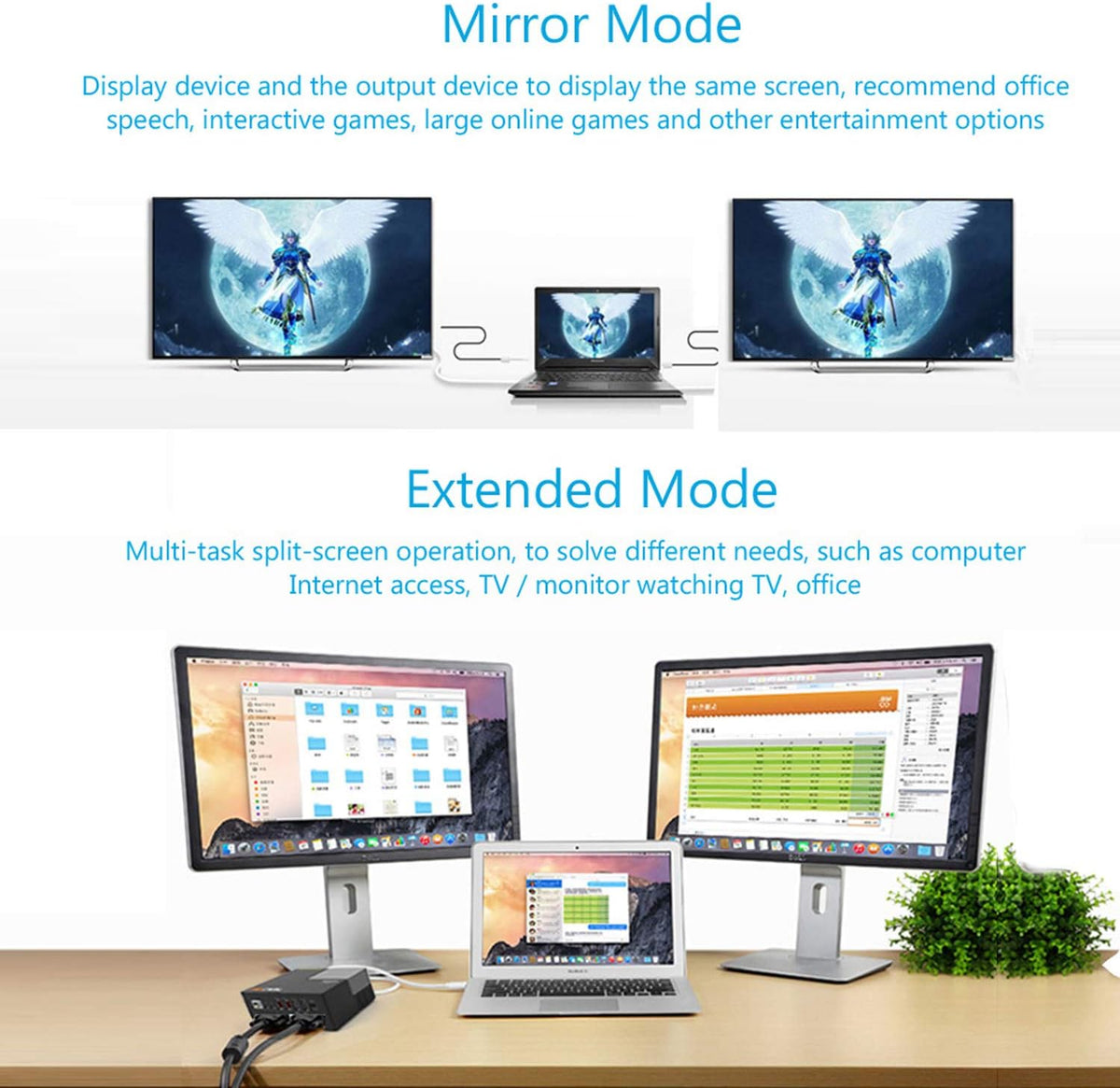 WAVLINK USB 3.0 Laptop Docking Station Dual Monitors, DisplayLink Computer Dock for M1/M2 Mac/Windows/Chrome/Ubuntu - HDMI+HDMI/DVI/VGA, 4xUSB Ports, 2xRed Charging Ports, LAN, Audio