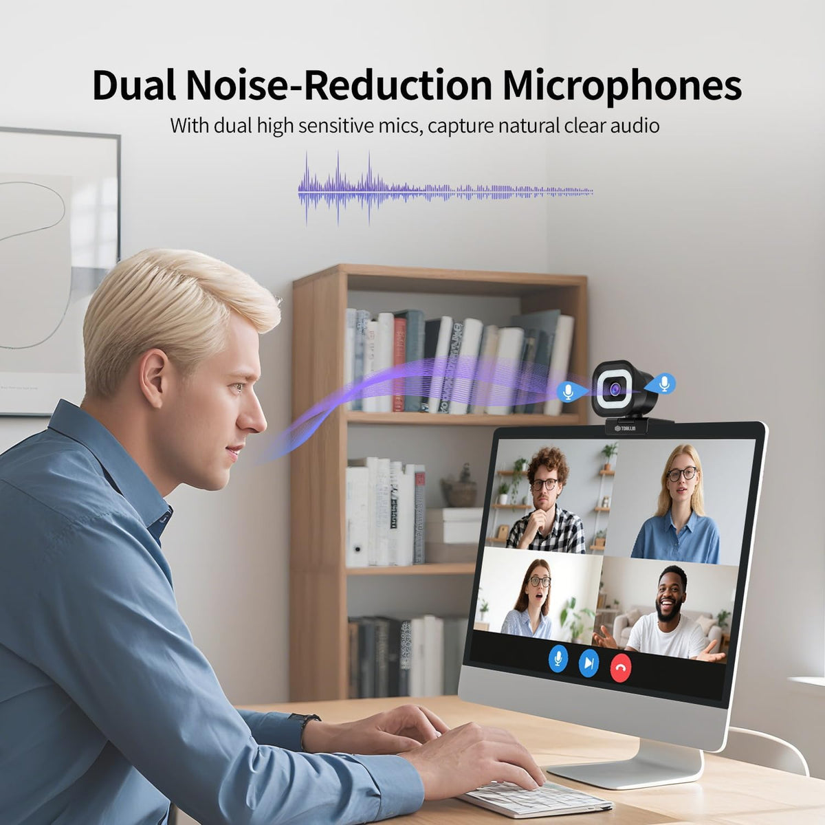 TOALLIN 4K Webcam with Ring Light, Remote Control, PDAF Auto-Focus, 1/2.5" Sensor & 12MP, Built-in Dual Mics, 5X Digital Zoom and Image Mirroring, Web Camera for Live-Streaming/Meeting/Video Calls
