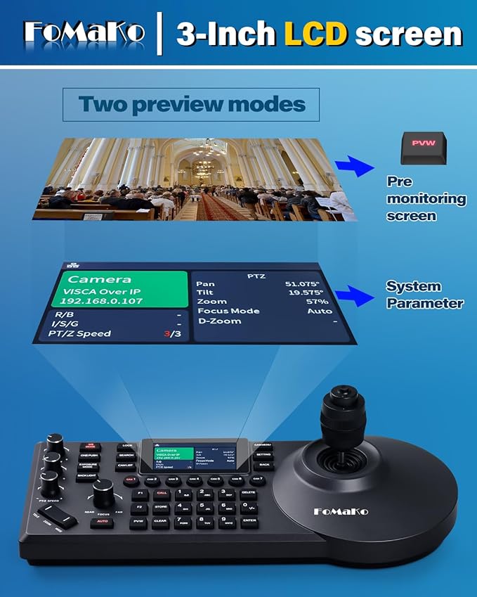 FoMaKo AI Auto Tracking HDMI PTZ Camera 20x Optical Zoom for Church Services Worship Education(2pcs) + KC608 Pro PTZ Controller (FMK12UH Prox2 + KC608 Pro)
