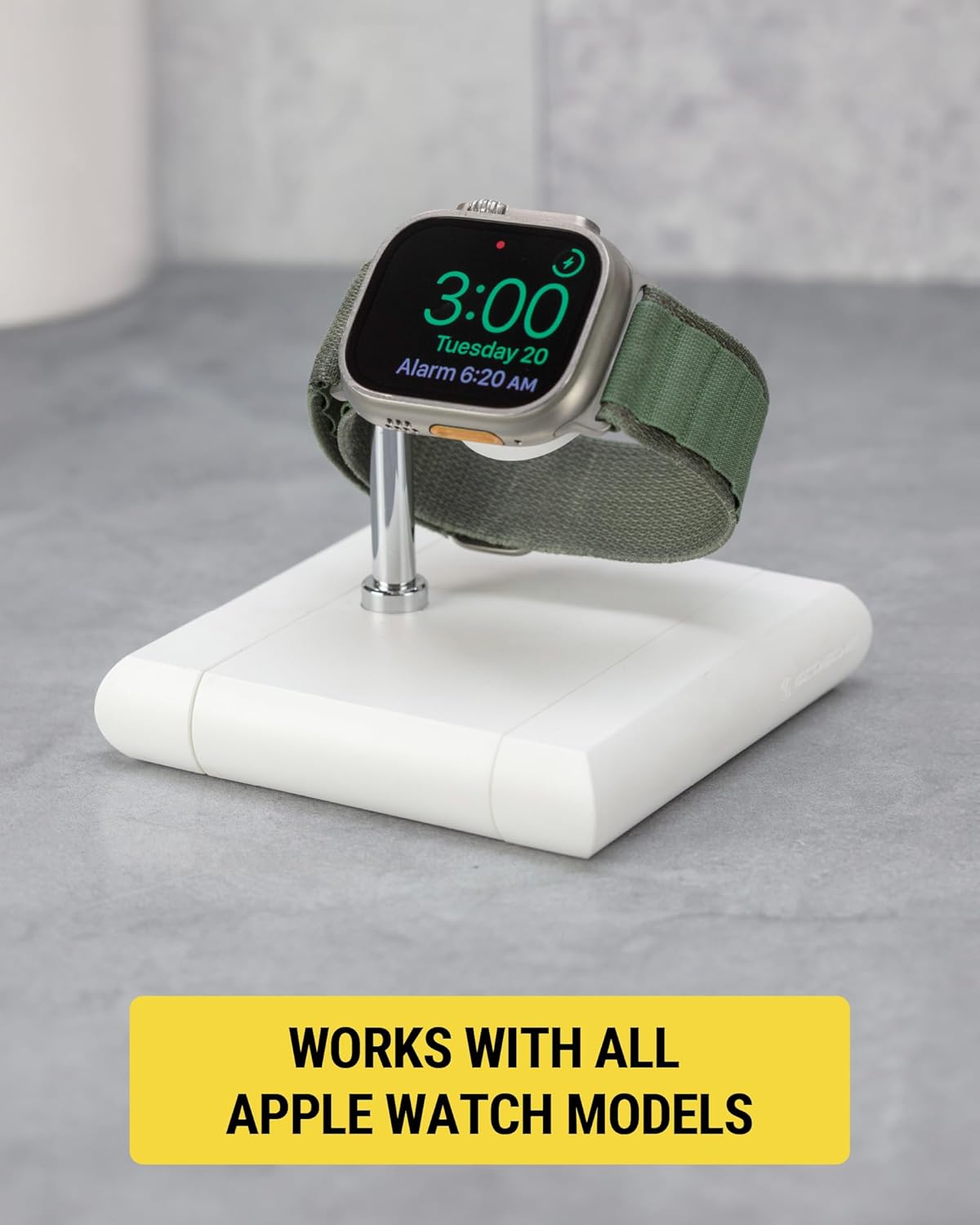 Scosche BL2AWWT-AP BaseLynx™ 2.0 Watch, Magnetic Charger Stand for Apple Watch, Modular Fast Charging Dock Station Compatible with Apple Watch Series 3/4/5/6/7/8/9/Ultra/Ultra2/SE, White