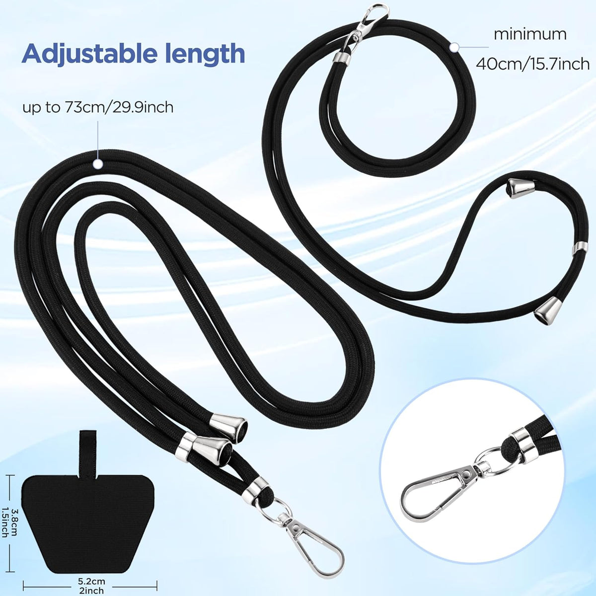 CACOE Phone Lanyard 2 Pcs-2 Pcs Adjustable Neck Strap,4 Pcs Phone Patches,Universal Crossbody Multifuctional Cell Phone Lanyards Compatible with Most Smartphones(Black+Rose Red)