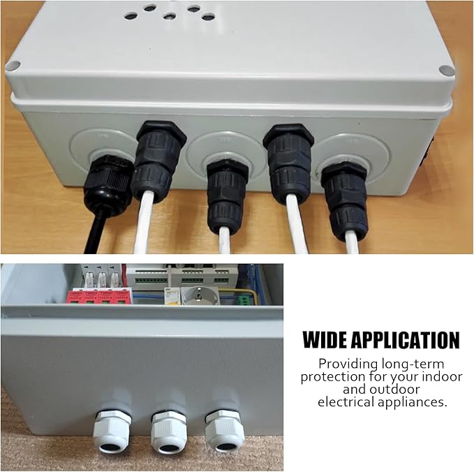 Kyuionty 25 Pcs Nylon Cable Glands, PG7 PG9 PG11 PG13.5 PG16 Strain Relief Cable Cord Connector IP68 Waterproof Junction Box Wire Protectors Adjustable for 3-13mm Cable Diameter