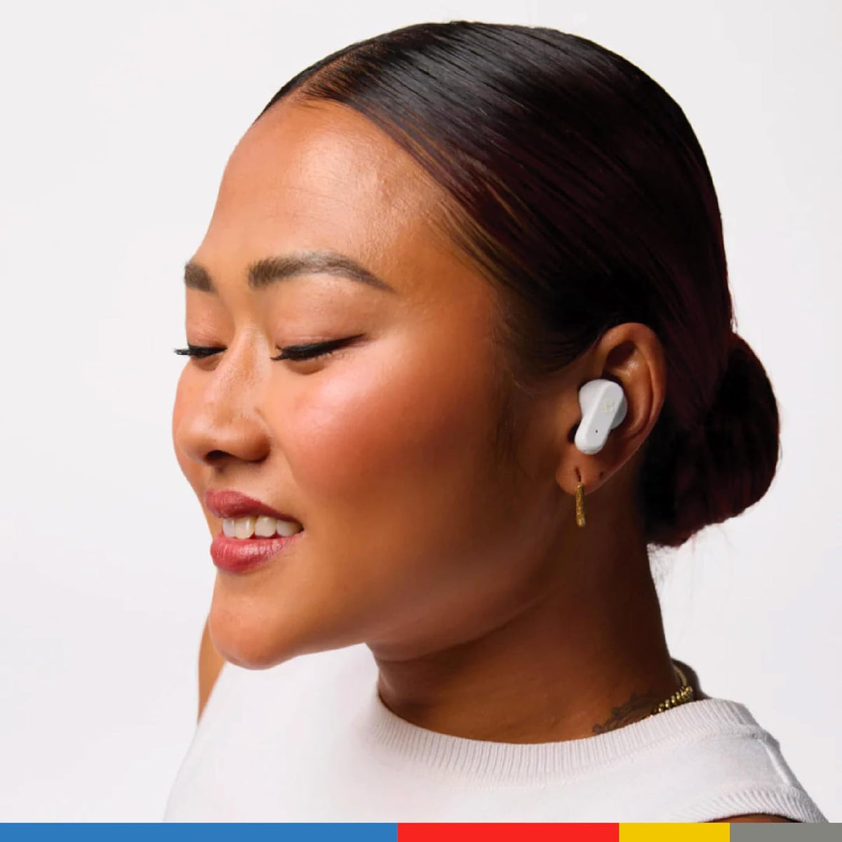 Skullcandy Dime Evo Wireless Earbuds, Bluetooth Headphones, Noise Isolating Fit, Up to 36 Hours Battery, Microphone for iPhone Android, Easy Carry with Clip-Anywhere Case - Bone