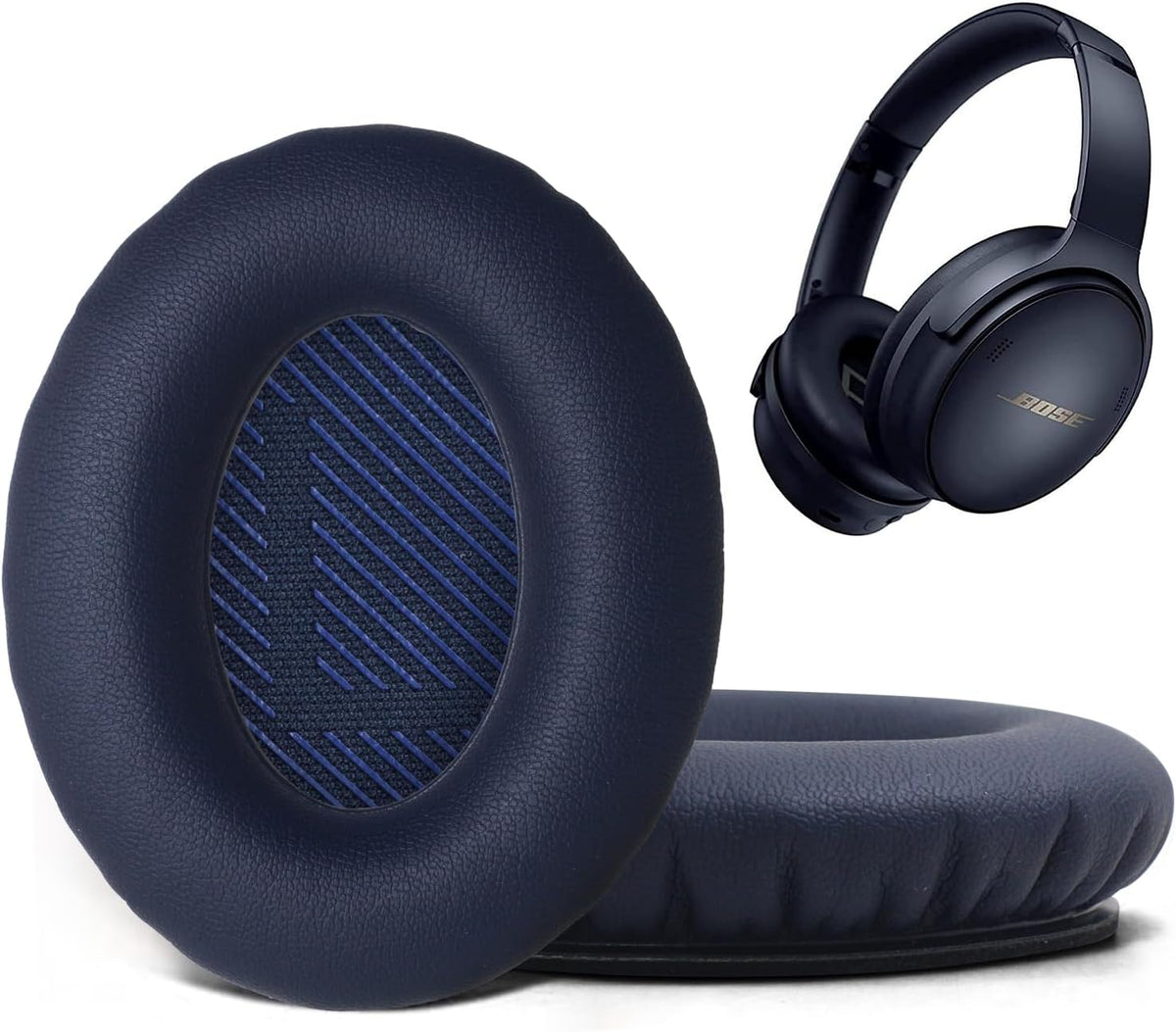Headphones Replacement Ear Pads,for Bose Quietcomfort QC35 35 ii (Navy Blue) Ear Pads with Softer Leather, Noise Isolation Foam-Blue