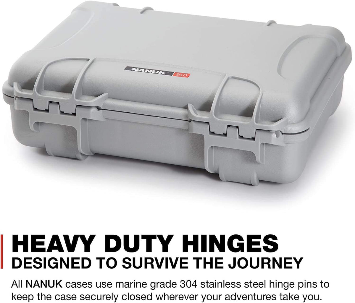 Nanuk 910 Waterproof Hard Case with Foam Insert - Silver