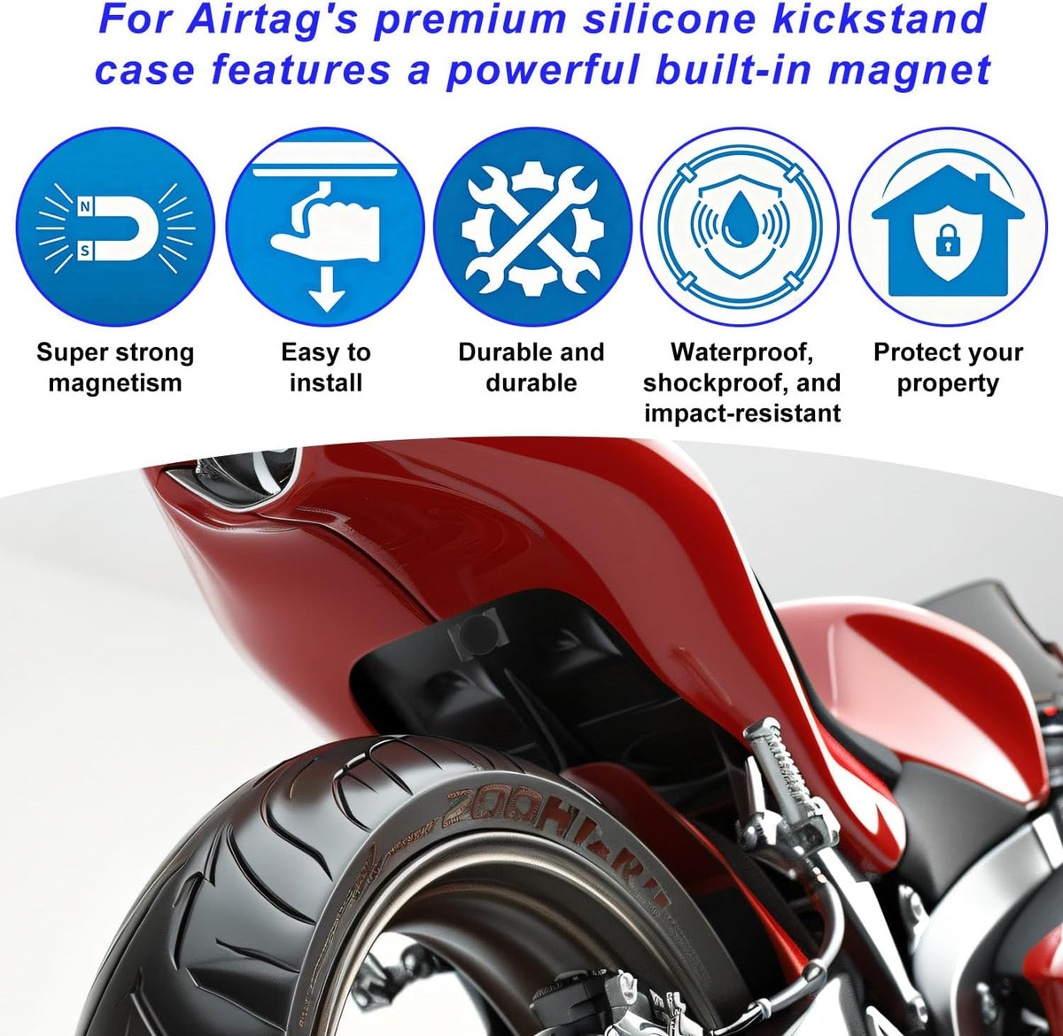 Goktvai 4pcs 8 Magnetic Holder Case for Airtag, Secure Anti-Loss Tracking Silicone Protective Cover with Strong Magnet