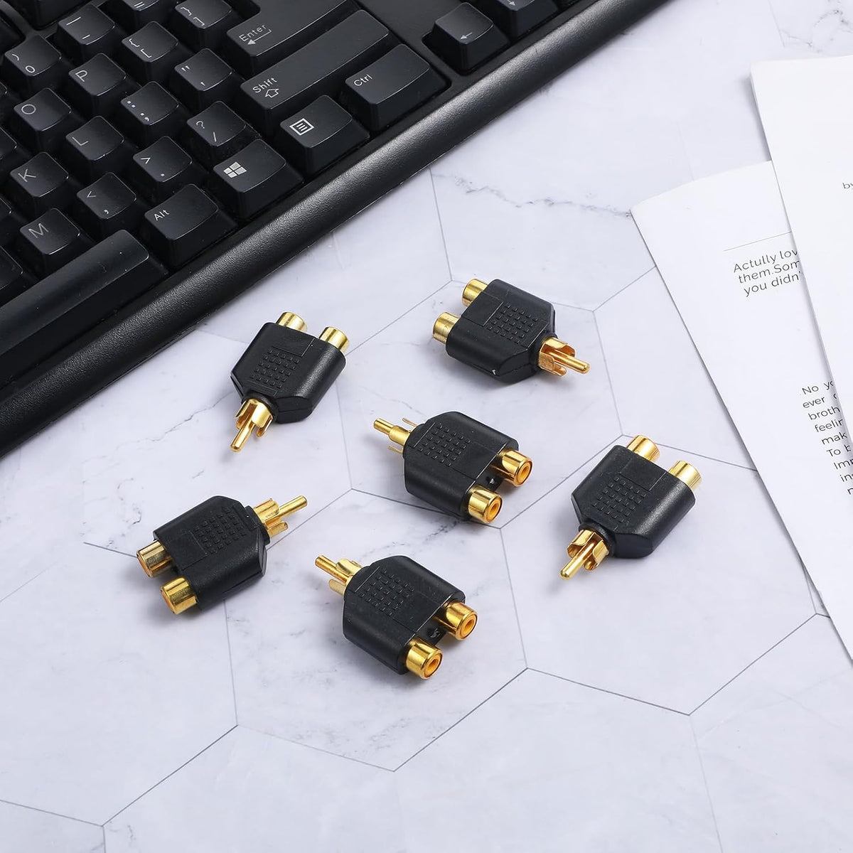 Eldraqth 3.5 mm 3.5mm (6 Pack) RCA Y Splitter Adapter TRS to Dual RCA F Stereo Male to Dual Female Audio Breakout