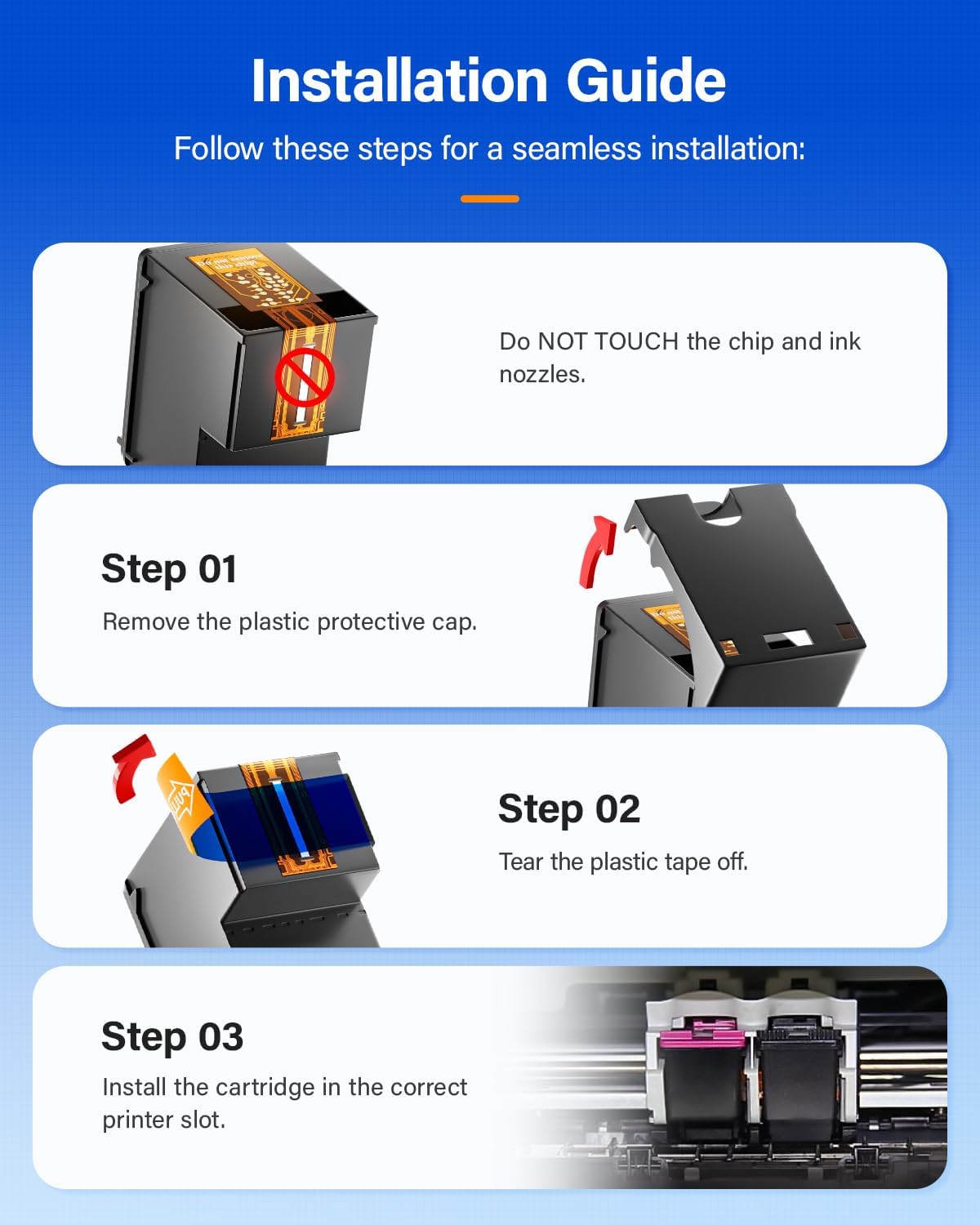 64XL Ink Cartridge Black/Color Combo Pack Replacement for HP Ink 64 XL for Envy Inspire 7900e 7255e 7955e 7958e 7200e Photo 6200 7855 7858 7800 7100 7155 7120 6252 6255 7158 7164 Tango Series Printer