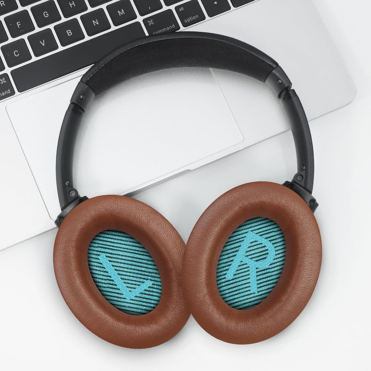 Headphones Replacement Ear Pads, Sheepskin Ear Cushions for Bose AE2/QuietComfort 15/QC25 Improved Durability, Ear Pads Cushions with High-Density Foam, Thickness and Sound Isolation - Brown