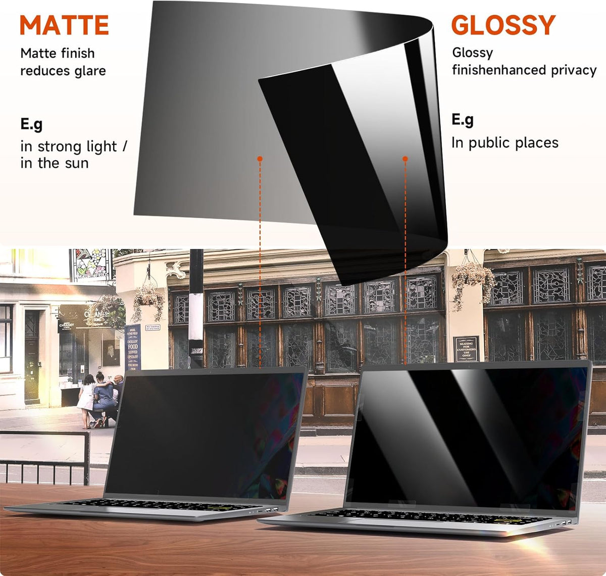 Mamol Laptop Privacy Screen 17.3 Inch, Anti Blue Light Glare Filter, Removable Shield, Anti-Scratch Screen Protector