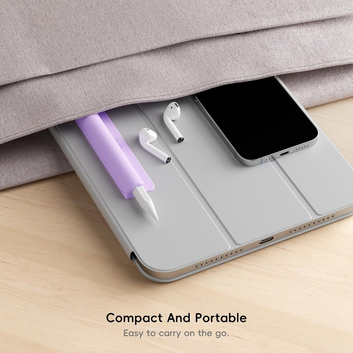 ELETIUO Silicone Pencil Holder Sleeve,Compatible with Apple Pencil (USB-C),Apple Pencil 1st/ 2nd Generation,Strong Adhesive Sticky Attached to iPad Case for Stylus Pens,Purple