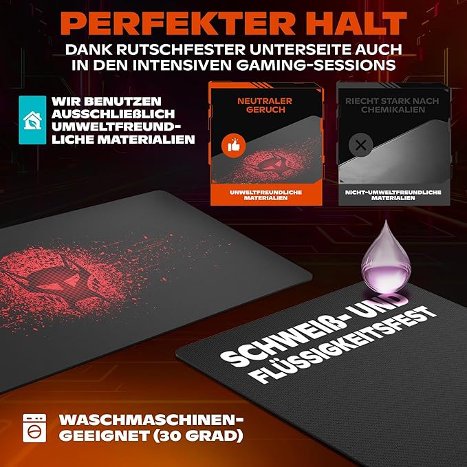 BEASTCOM Hero X2000 Gaming Mouse Pad Red - XL Mousepad 36x 12 Large Mouse Pad - Thick Cloth Desk Mat for Keyboard and Mouse - Non Stitched Edges & Anti Sweat Design