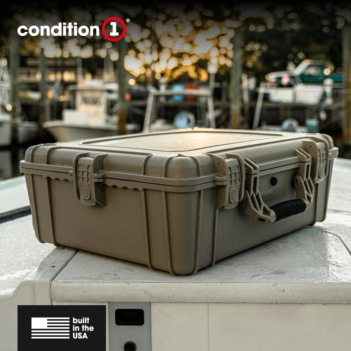Condition 1 25" Large Waterproof Hard Case Model 839 with Foam, Portable Protective Storage Box for Travel, Hunting, Military, Tactical, Made in USA, 24.50"x 19.46"x8.41" Gun Metal Gray