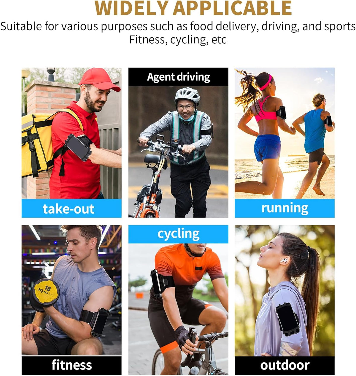 Wristband Phone Holder for Running, 360°Rotation & Detachable Sports Armband with Key Holder for iPhone 15/14/13/12/Pro/Pro Max/XS/XR/X/8/7/6/Plus, Samsung Galaxy, Fits 4''-6.95''Phone (L)