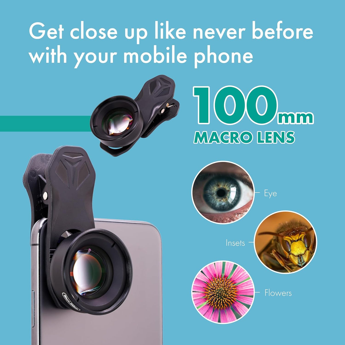 LensXpert® Professional Smartphone 100MM Macro Lens for Long Distance Shooting Smartphone 4K HD Phone Camera Lens No Distortion Blurry Background Compatible with iPhone 11/XS/XS Max/XR/X/8/8 Plus, Pix