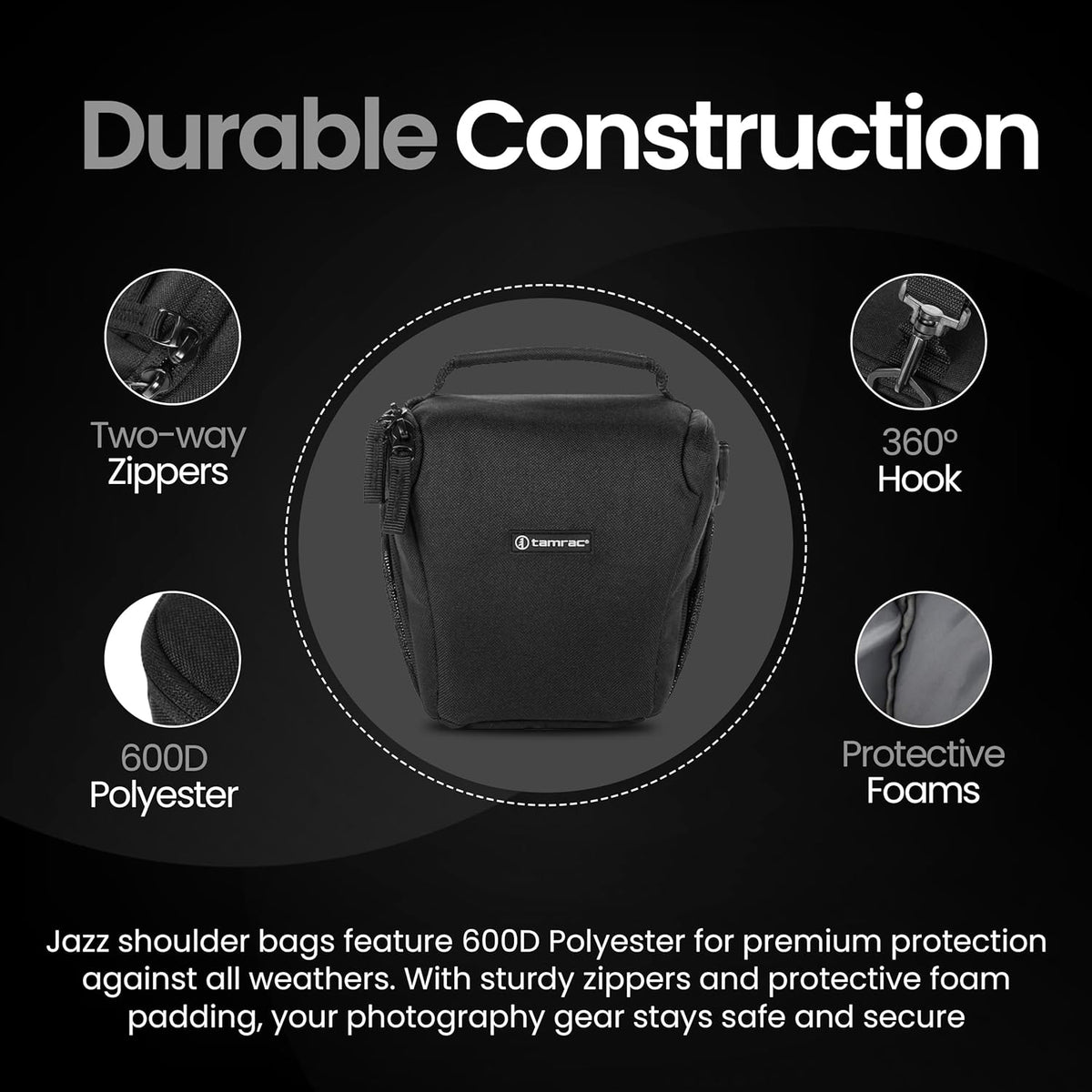 Tamrac Jazz Zoom Holster 23 v2.0 Camera Bag for Photographers, Camera Case for Photography Accessories, Shoulder Bag for Mirrorless Cameras, Crossbody Camera Bag, Travel Camera Carrying Case – Black