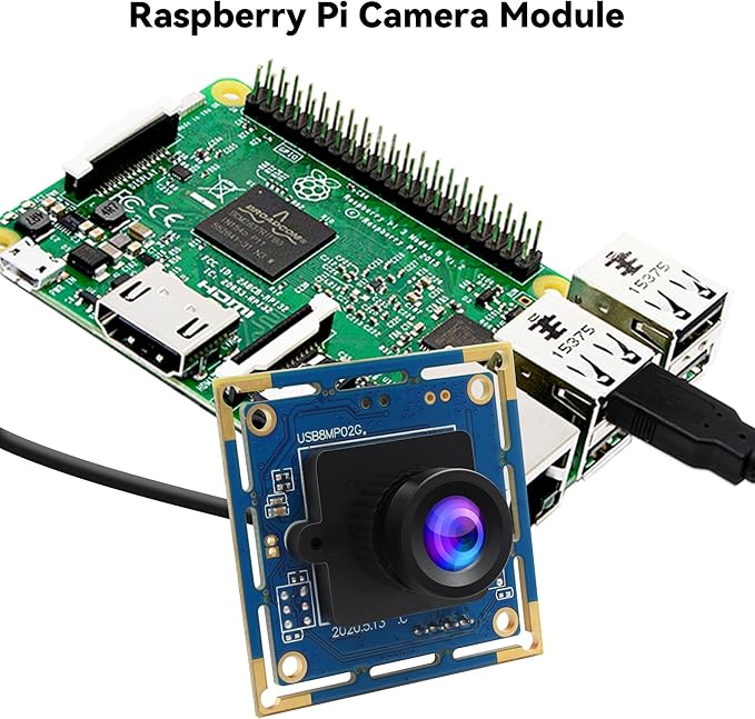 USB Camera Module 8MP 3264x2448 HD USB Webcam Board with 2.1mm Lens IMX179 Sensor Embedded Camera UVC Plug & Play for 3D Printer/Industrial Machine/Robot Compatible with Windows/Linux/Mac/Androi