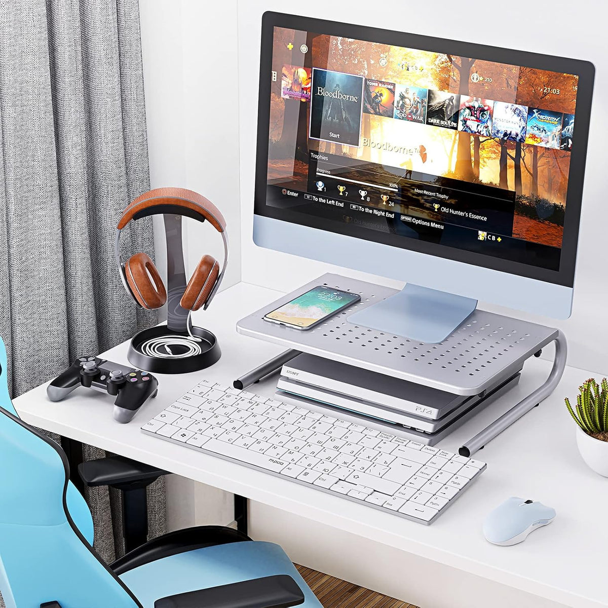 HUANUO Monitor & Laptop Stand - Metal Vented Riser for Screen, Laptops, Printers - Home & Office