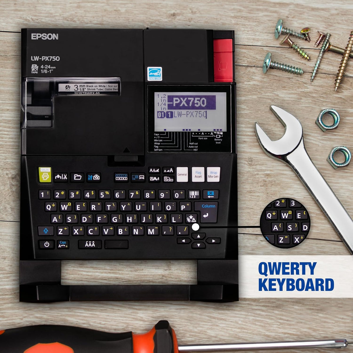 LABELWORKS Epson LW-PX750 Industrial Label Maker Kit - Complete Kit with Accessories, Compatible with Large Variety of Tape Types, Portable Handheld Label Printer