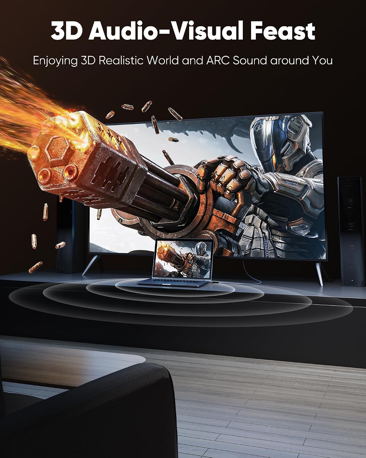 6.6 4K 2.0 3D, 2.2, 4K HDMI Cable ft, Highwings HDMI Cord with High-Speed No Flickering, Nylon Braided & Gold-Plated