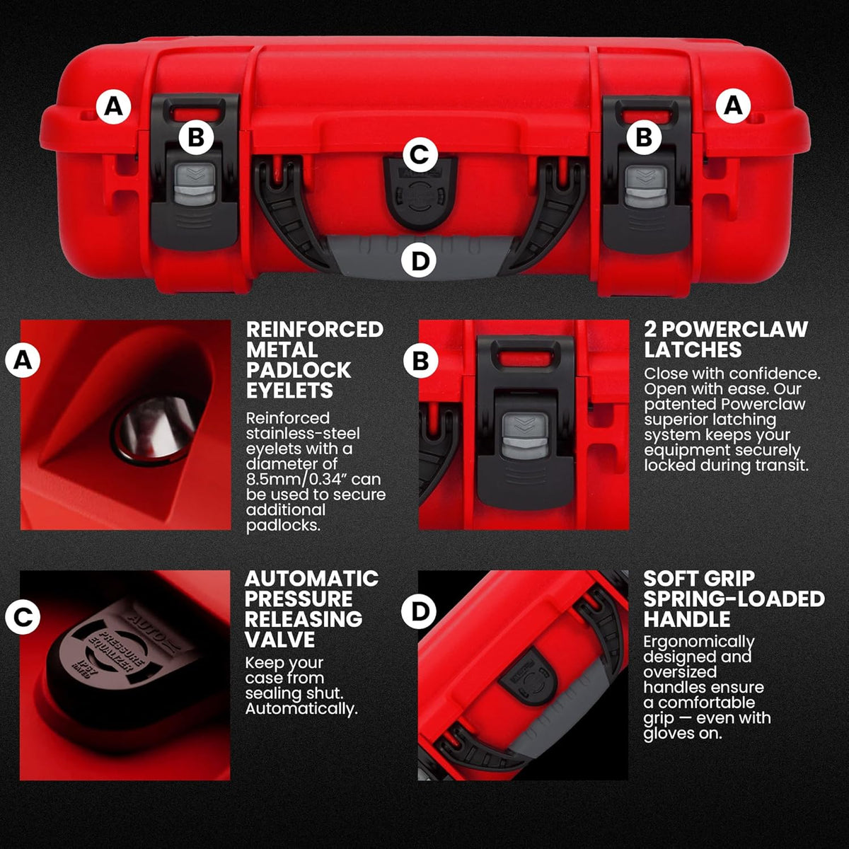 NANUK 910 Hard Case with Customizable Cubed Foam, IP67 Waterproof, Dustproof and Impact Resistant, 14.3” x 11.1” x 4.7”, Rugged Construction for Ultimate Protection, Made in Canada – Red