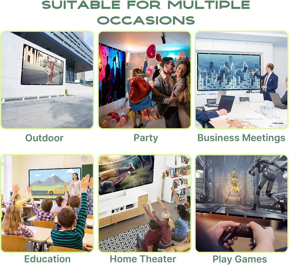 AAJK 120 inch, 16:9 Outdoor Projector Screen Washable Projector Screen Foldable Anti-Crease Portable Projector Movies