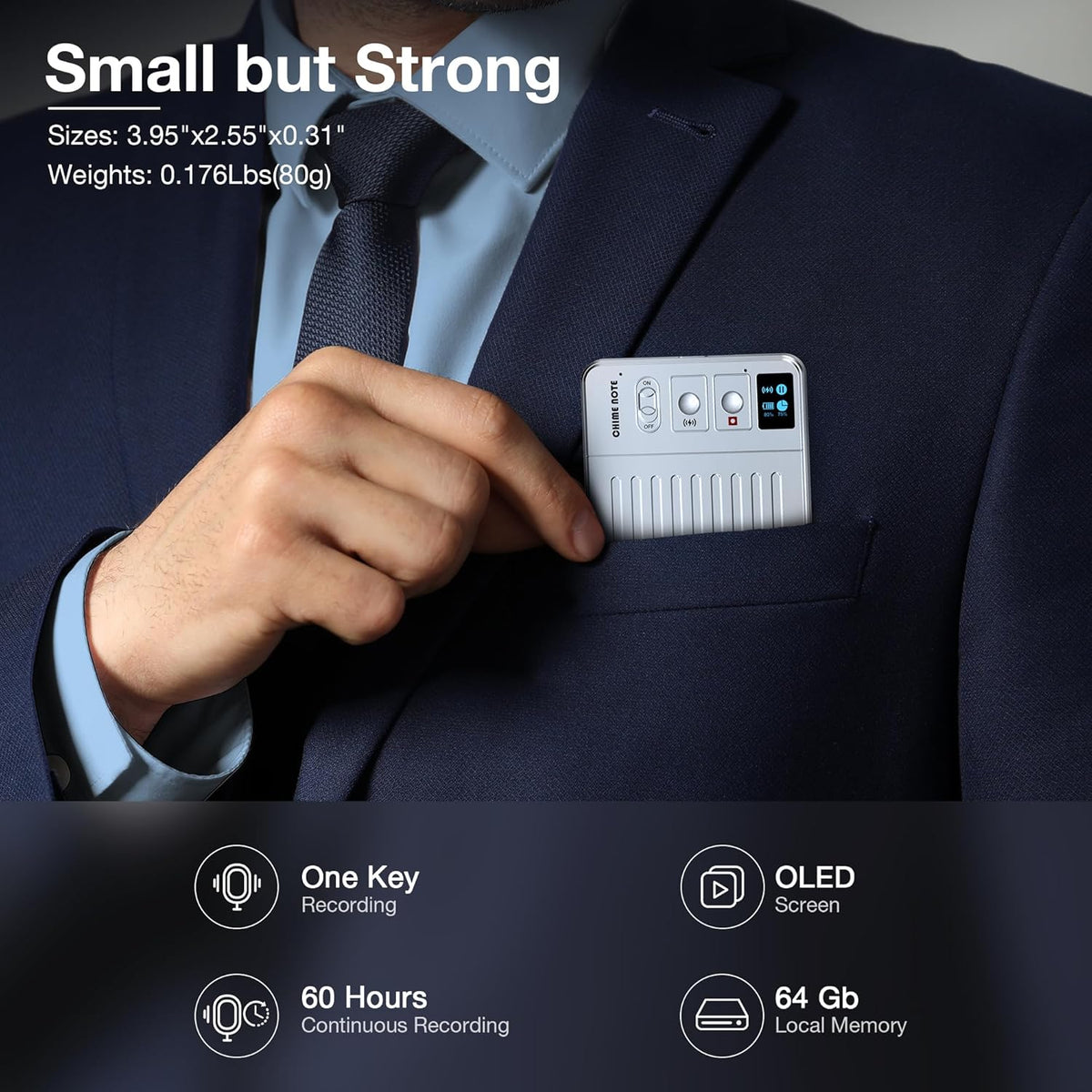 AI Voice Recorder Call Chatgpt, Digital Voice Recorder Support Free Audio Transcription and Text Summary,APP and Web Sync,107 Languages, 60H Recording, Applicable to Lecture, Meeting, Interview, etc