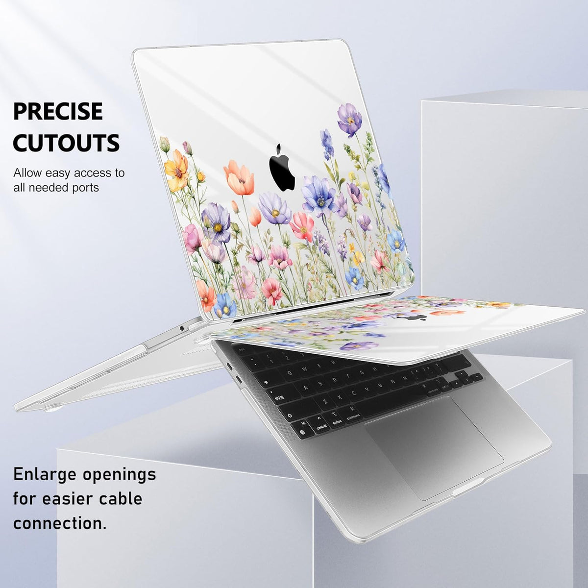 May Chen Case for MacBook Pro 13 inch M2 2023,2022,2021,2020 A2338 M1 A2251 A2289, Plastic Hard Shell Case for MacBook Pro 13" with Touch Bar Fits Touch ID, Wild Flowers