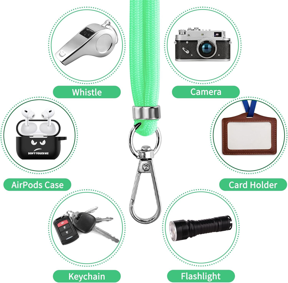 CACOE Phone Lanyard 2 Pcs-1 Pcs Adjustable Neck Strap, 1 Pcs Wrist Strap, 2 Pads, Universal Crossbody Multifuctional Cell Phone Lanyards Compatible with Most Smartphones(Light Green)