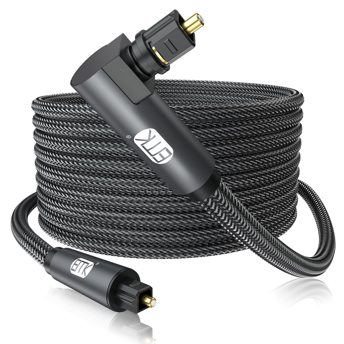90 360 PS4, (25ft/7.6m) EMK Degree Toslink Optical Cable Degree Free-Rotating Plug Fiber Optic Cable S/PDIF Toslink