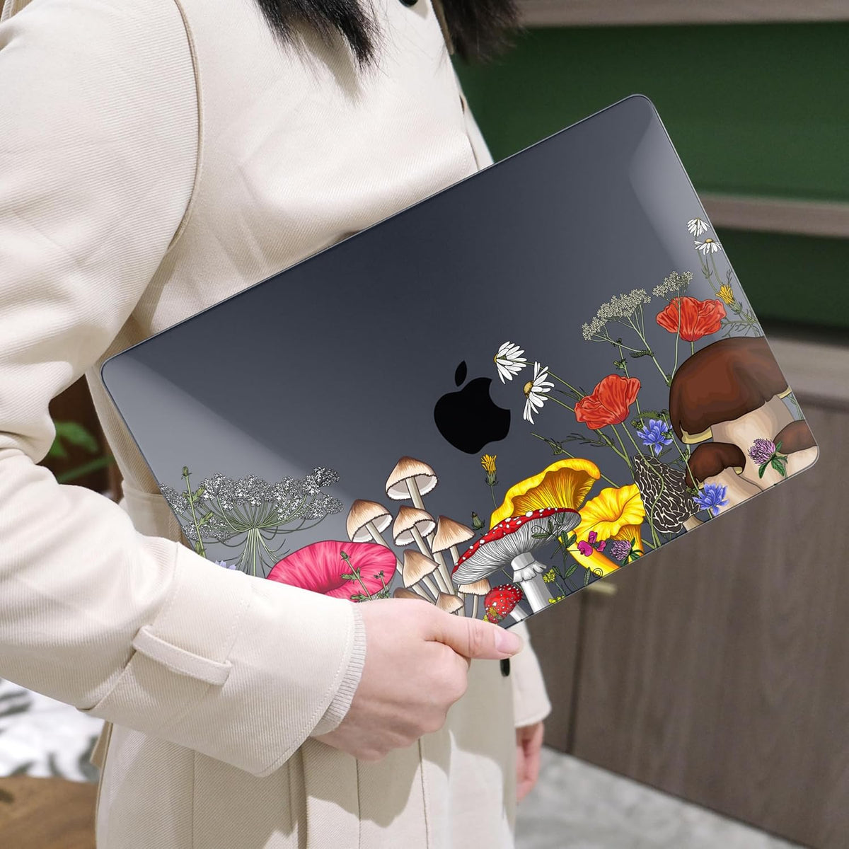 MEEgoodo for MacBook Air 13 inch Case 2021 2020 2019 2018 Released A2337 M1 A2179 A1932 with Touch ID, Plastic Hard Shell & Keyboard Cover Compatible with MacBook Air Case 13.3, Forest of Mushrooms