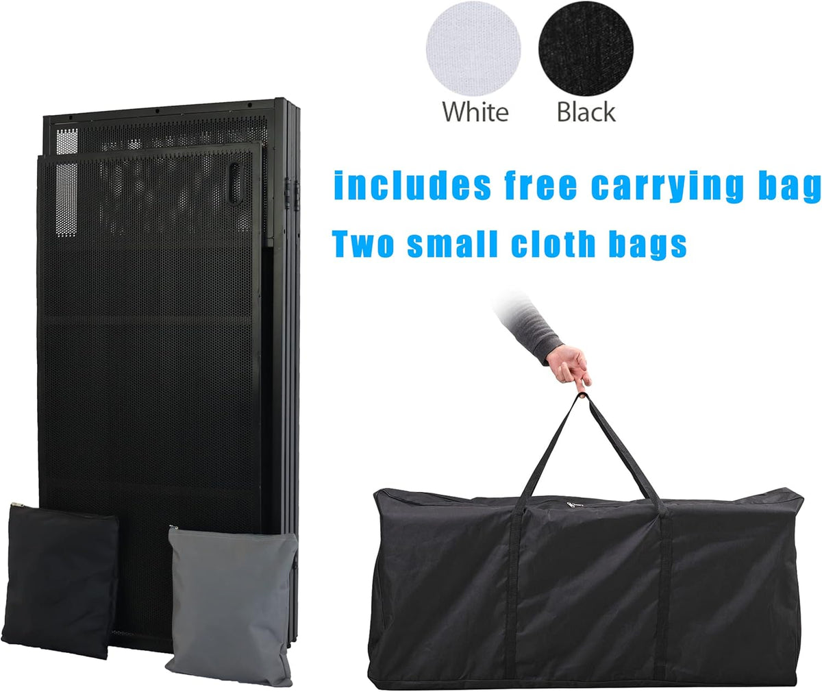 Portable DJ Booth DJ Facade DJ Table Station Two-position Height Adjustable Tabletop DJ Table Stand DJ Event Booth w/Travel Bag Black&White Scrims For Gig, Party, Show